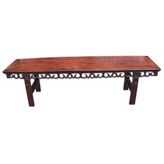 Antique Mahogany Chinese Carved Bench or Console Table