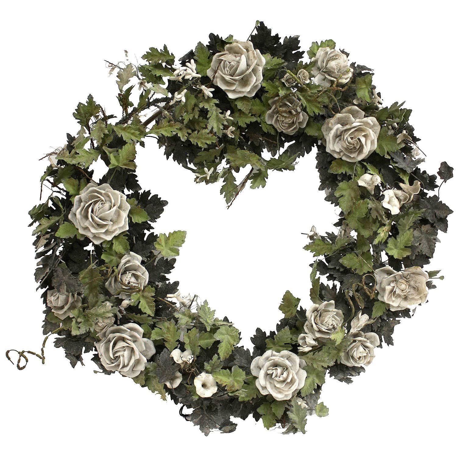 Painted Tole Wreath with Handcrafted Roses
