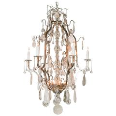 French Nickel and Rock Crystal Chandelier