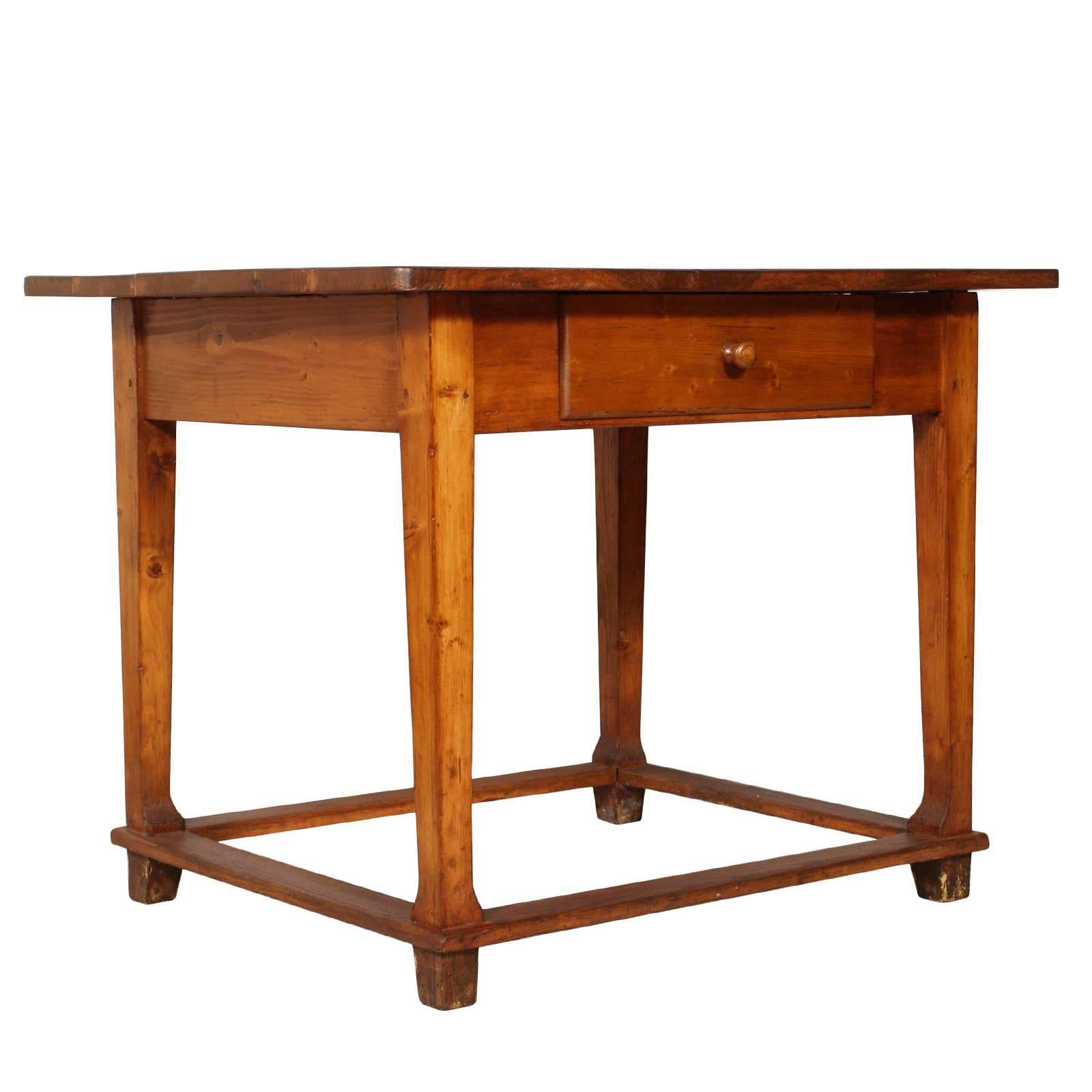 Late 19th Century Tyrol Desk/Working Table, Solid Wood Restored and Wax Finished