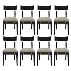 Set of Eight Klismos Style Dining Chairs