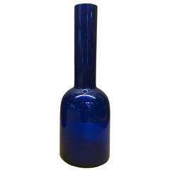 Small Blue Glass Vase by Otto Brauer for Holmegaard