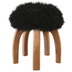 Yerra Black Fur Stool