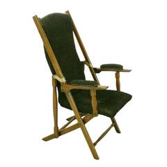 Used Folding Upholstered Campaign or Deck Armchair