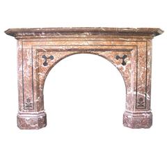 Antique Victorian Rouge Marble Inlaid Fireplace 6