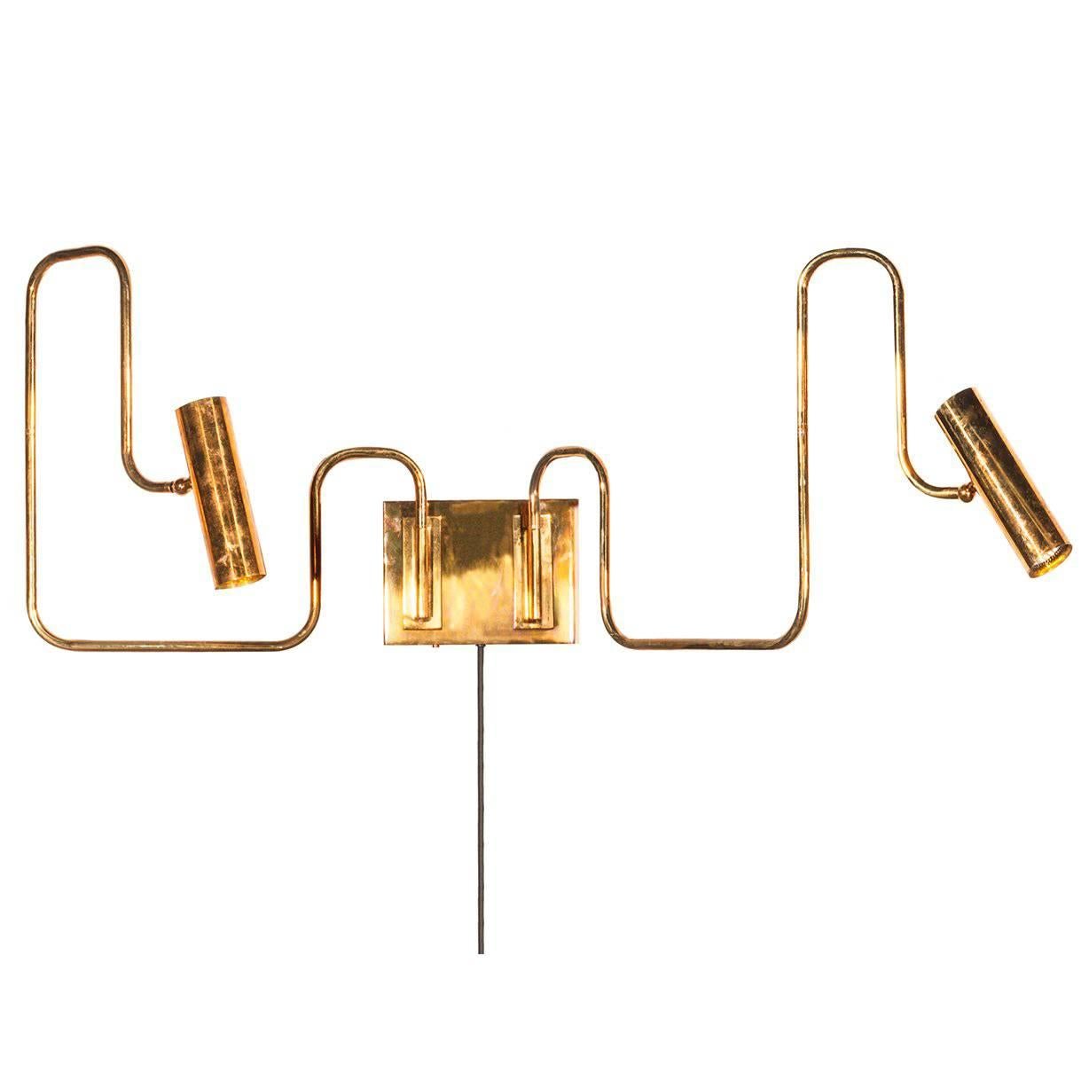Pivot Double Wall Sconce with Articulating Arms Made in Brass
