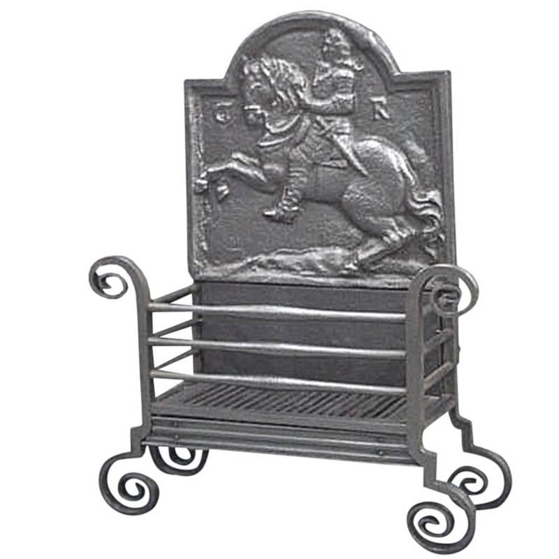 Antique Edwardian Cast Iron Dog Grate by Thomas Elsley For Sale