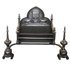 Large Gothic Style Victorian Cast Iron Fire Basket