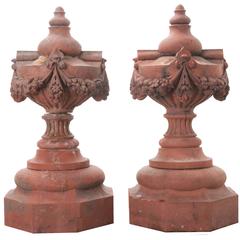 Pair of French 19th Century Terra Cotta Finials