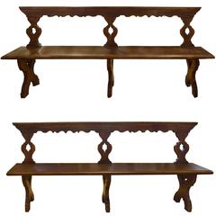 Pair of Italian Walnut Benches