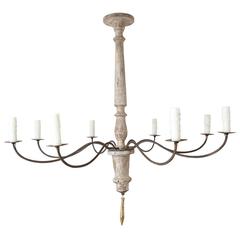 Italian Carved Wood and Iron Chandelier
