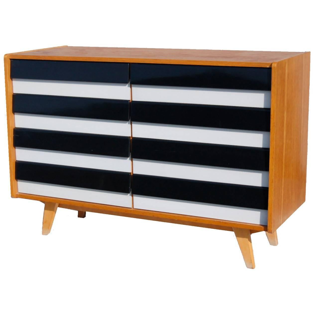 Black and White Striped Chest of Drawers by Jiri Jiroutek, circa 1960s For Sale