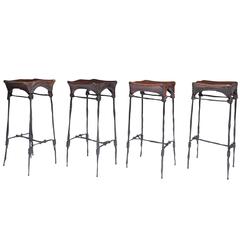 Francois Thevenin Set of Four Barstools, 1970s 10