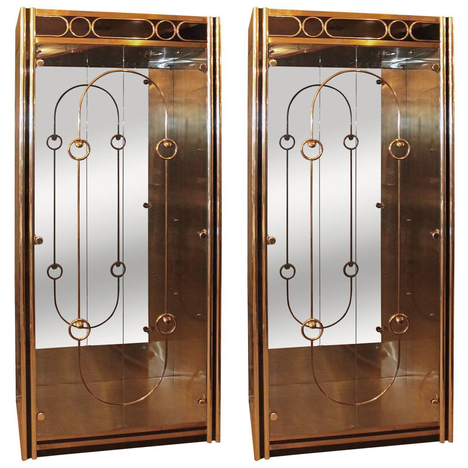 Pair of Bernard Rohne For Mastercraft Display Cabinet Vitrine