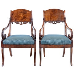 Pair of 19th Century Russian Mahogany Armchairs