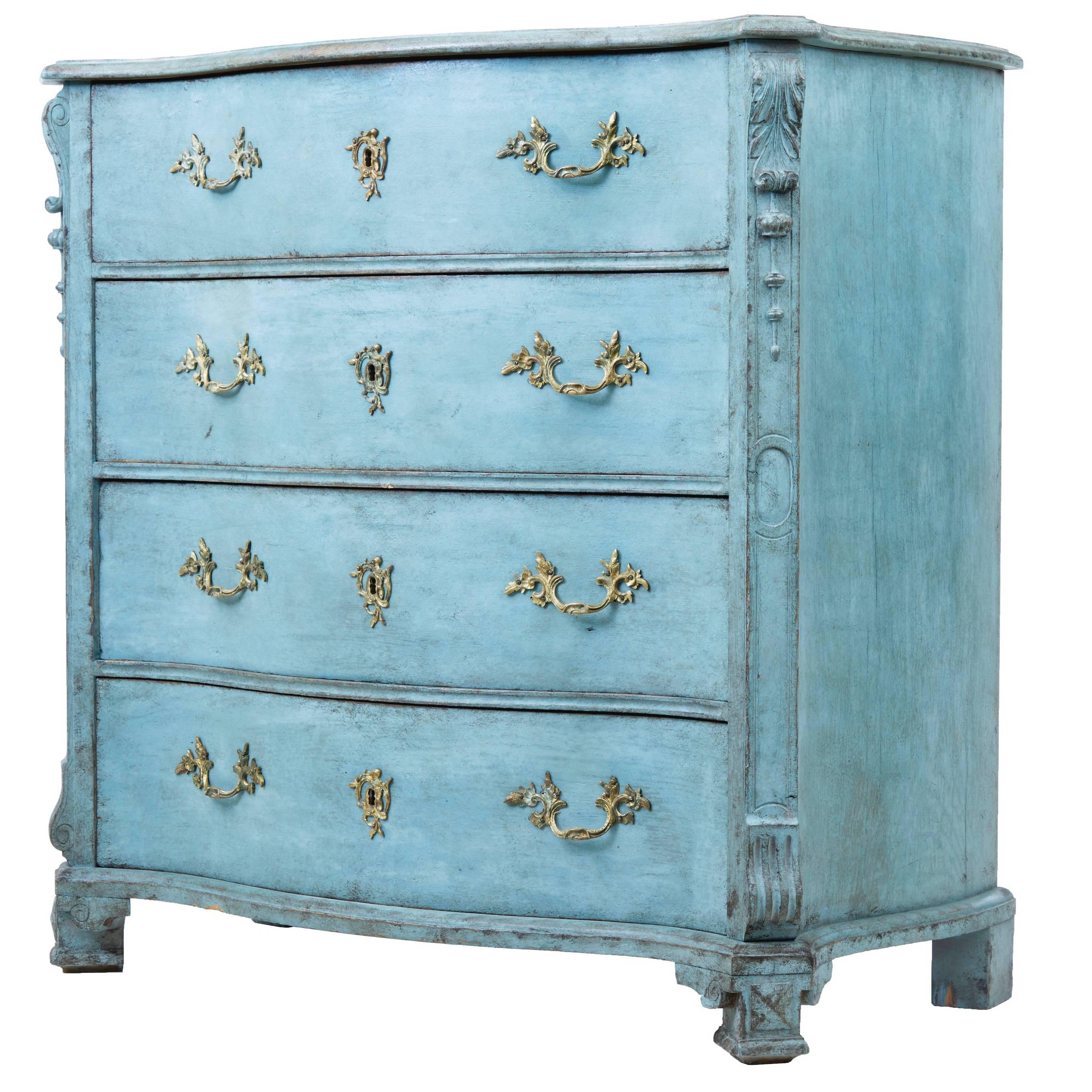 19th Century Swedish Painted Serpentine Chest of Drawers