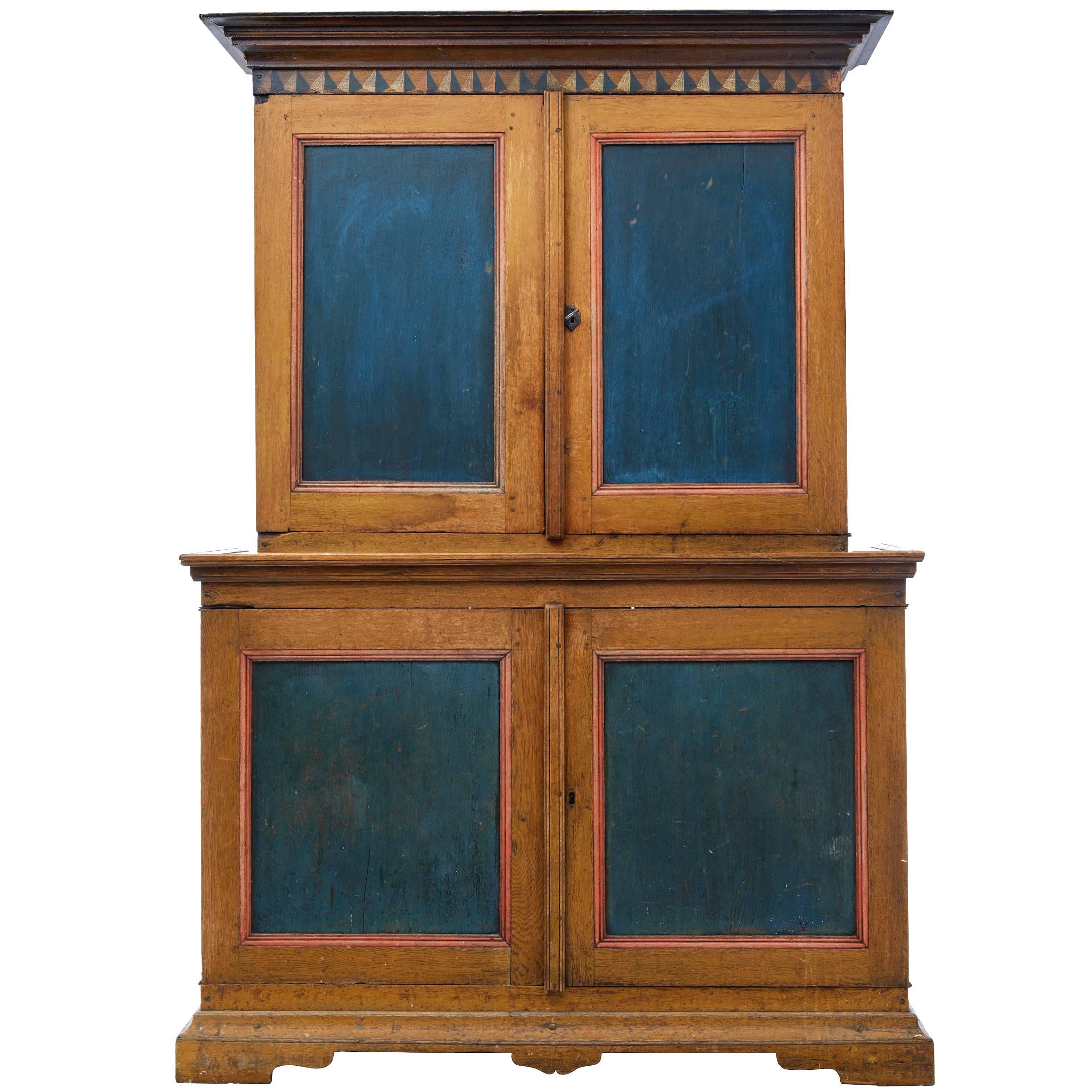 Rare Early 19th Century Oak Dalsland Region Swedish Painted Cabinet