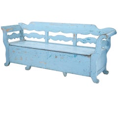 Early 19th Century Large Painted Swedish Bench Day Bed