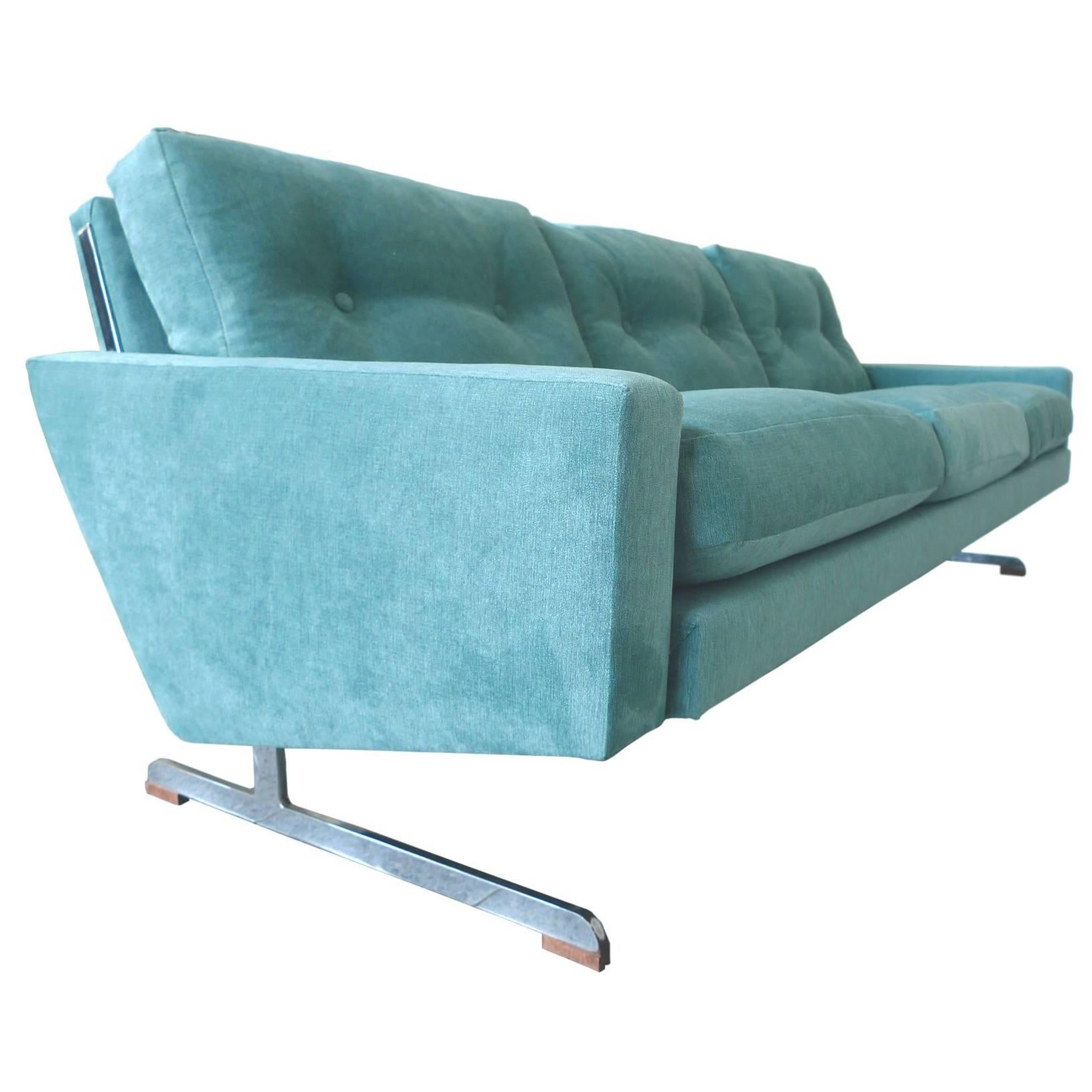 Teal Danish Modern Sofa by Johannes Andersen