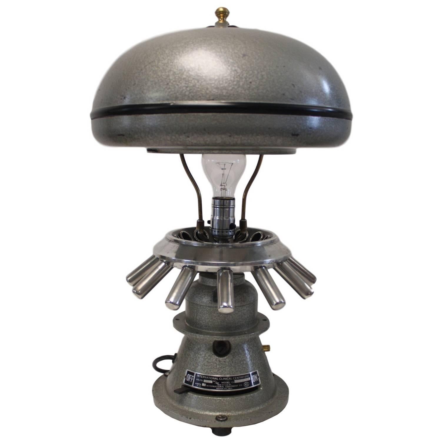 Re-Purposed Vintage 1950s Industrial Scientific Centrifuge Table Lamp Light