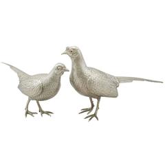 Vintage Elizabeth II Sterling Silver Table Pheasants 1