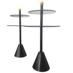Memphis Side Tables of Glass and Enameled Steel a Pair 7