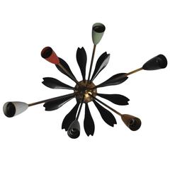 Unique Italian 1950s Sputnik Ceiling Light 3