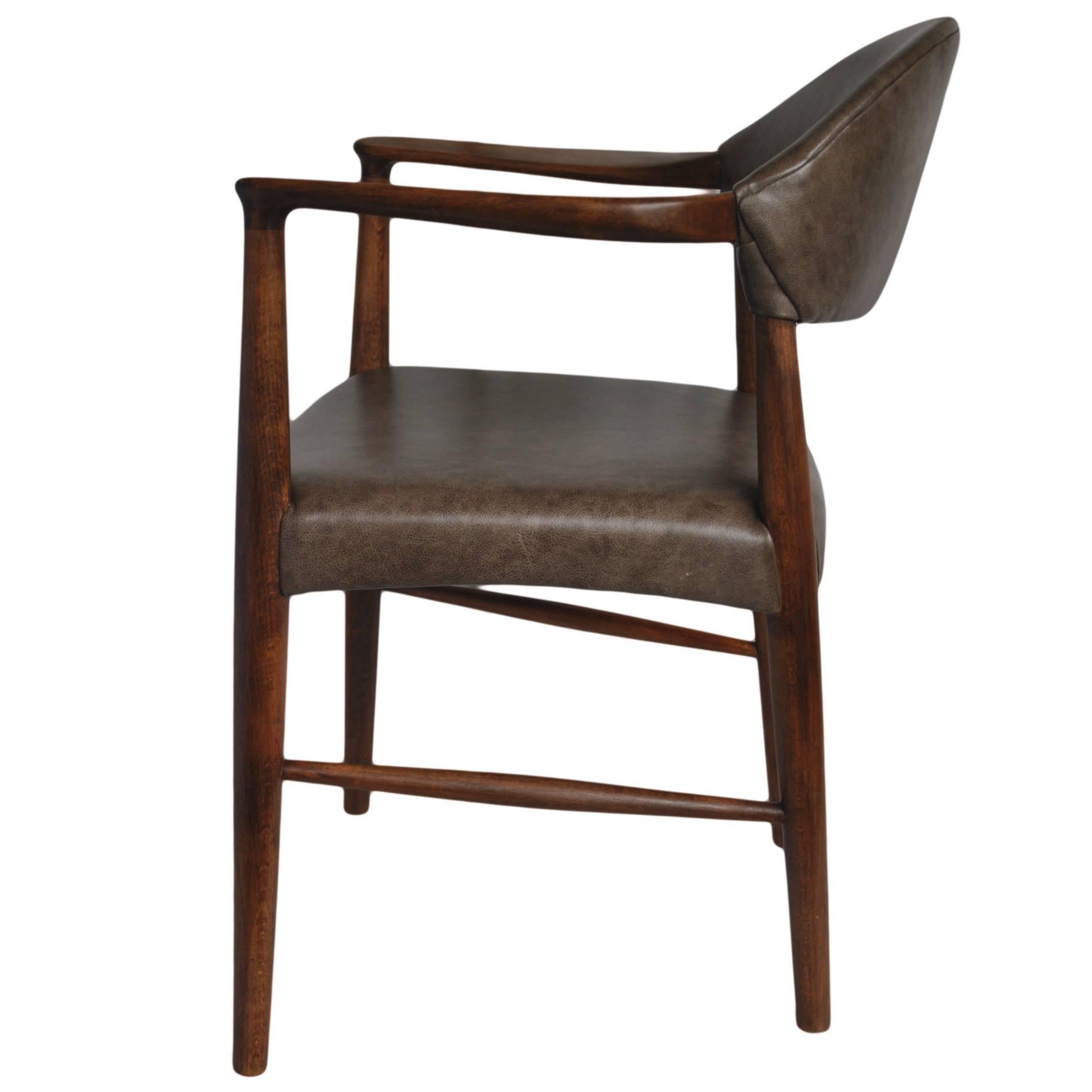 Kurt Olsen Chair, fully refurbished and with new Italian Leather