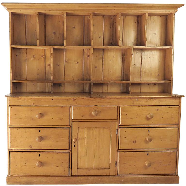 Rustic Irish Pine Dresser with Plate Rack at 1stDibs