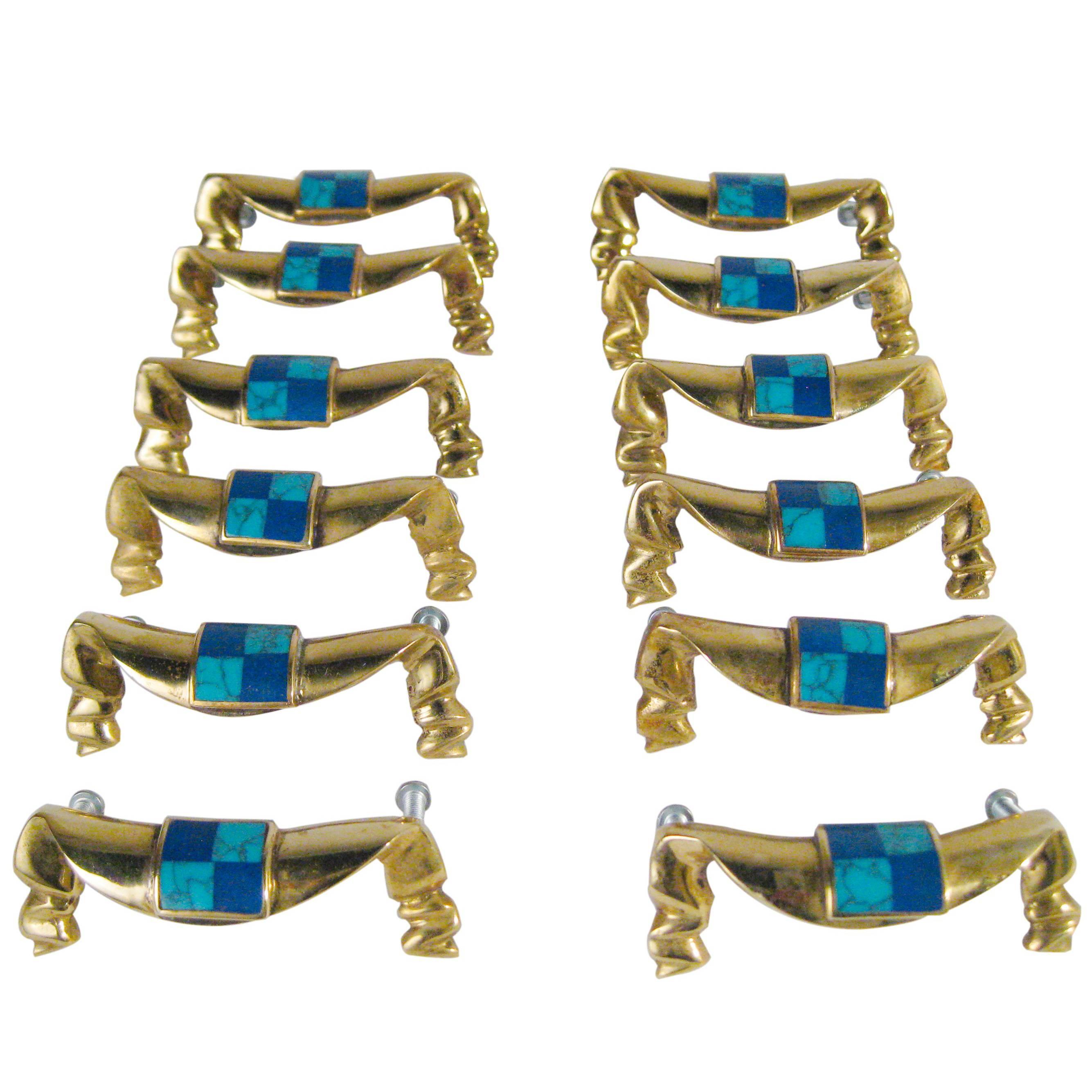 Los Castillo Bronze Drawer Handle Pulls Hardware, Taxco, México, circa 1960
