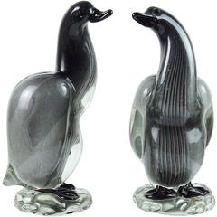 Alfredo Barbini Vamsa Murano Black Sfumato Italian Art Glass Birds 3