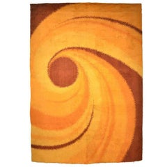 Vintage Scandinavian Mid-Century Modern Wool Rya Rug with Dynamic Design