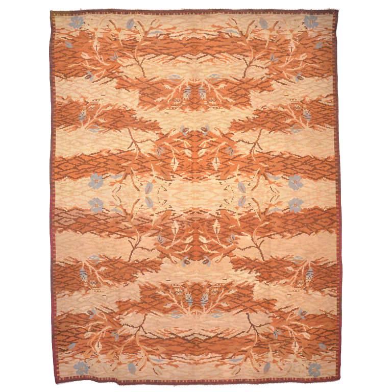 Whimsical Vintage Mid-Century Modern Wool Kilim Rug with Tiger Pelt Pattern