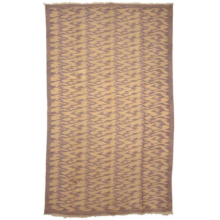 Vintage Mid-Century Modern Wool Kilim Rug with Tiger Pelt Pattern For Sale