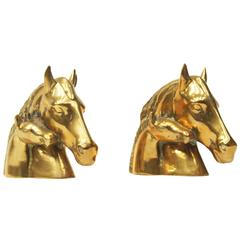 Pair of 1950s Solid Brass Horse and Foal Bookends Sculptures 6