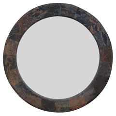 Modern Round Stone and Marble Wall Mirror Karl Springer Style