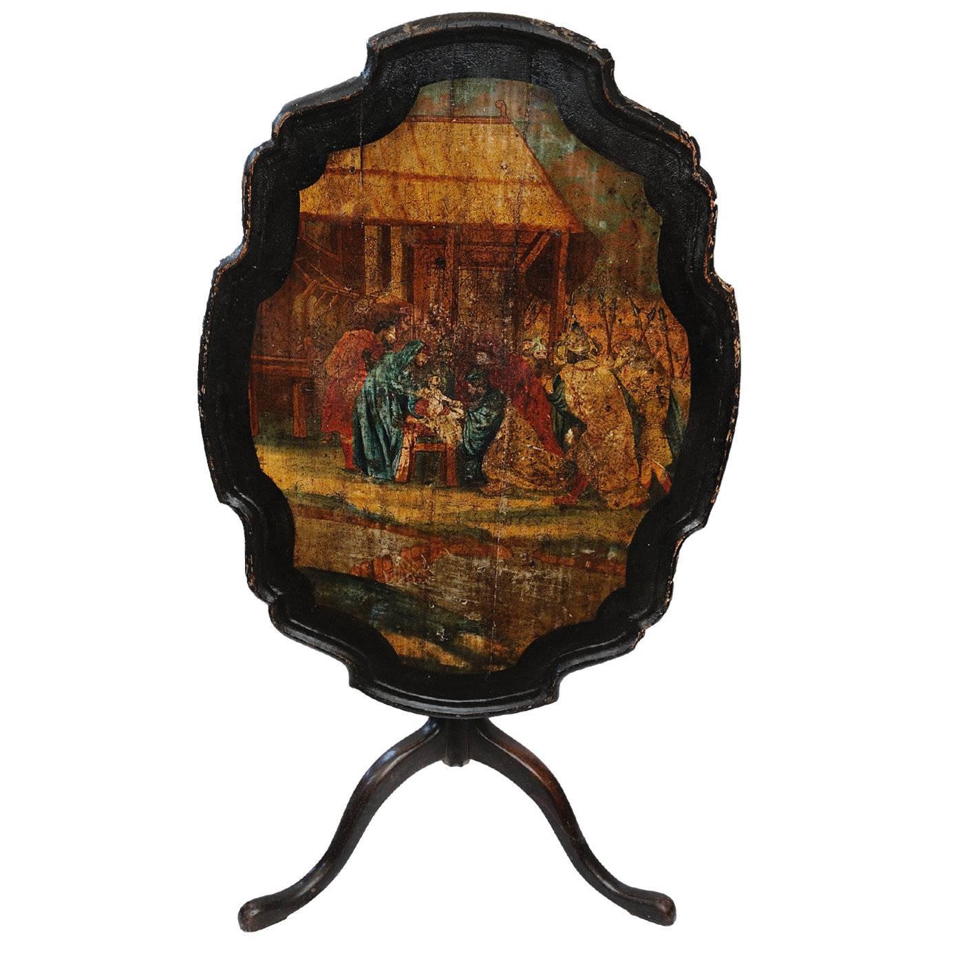 Mid-18th Century Dutch Pine and Oak Painted Tripod Table, circa 1760 For Sale