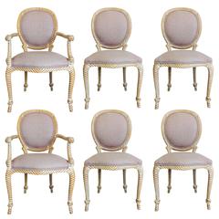 Set of Six Carved Rope Dining Chairs with White Washed Finish 11