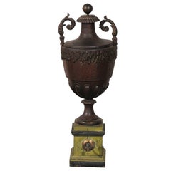 Antique Early 19th Century Probably French Tole Fountain, Faux Porphry Finish