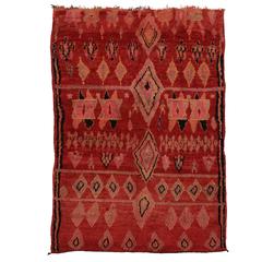 Vintage Berber Red Moroccan Rug with Modern Tribal Design and Star of Solomon