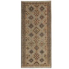 Vintage Turkish Oushak Rug with Repeating Diamond Medallions & Geometric Motifs 12