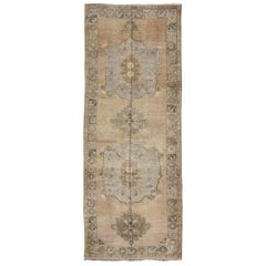 Vintage Turkish Oushak Carpet with Multi-Medallions in Tan and Gray