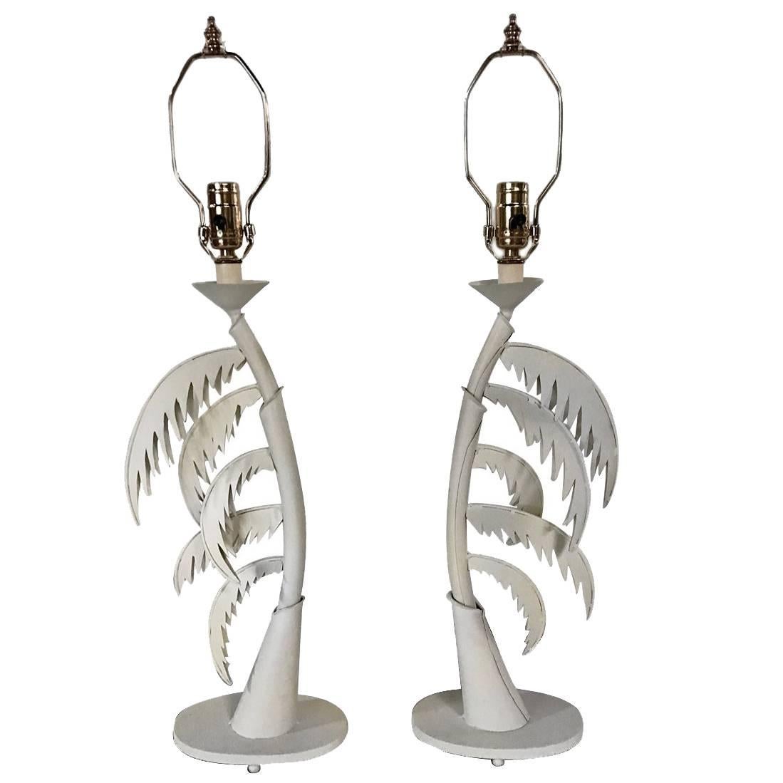Italian Palm Shaped Tole Lamps For Sale