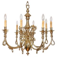 Swedish Eight-Light Cast Brass Chandelier