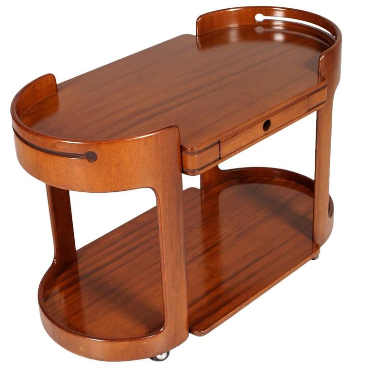 Mid Century Modern Bar Cart Center Table Afra Tobia Scarpa 1970s Mahogany And Walnut Curved Stratified Bar Cart Afra Tobia Scarpa Manner