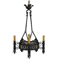 French Renaissance Style Forged Iron Chandelier 5