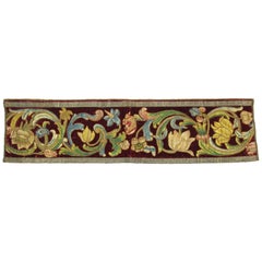 Antique Continental Renaissance Style Floral Embroidered Textile