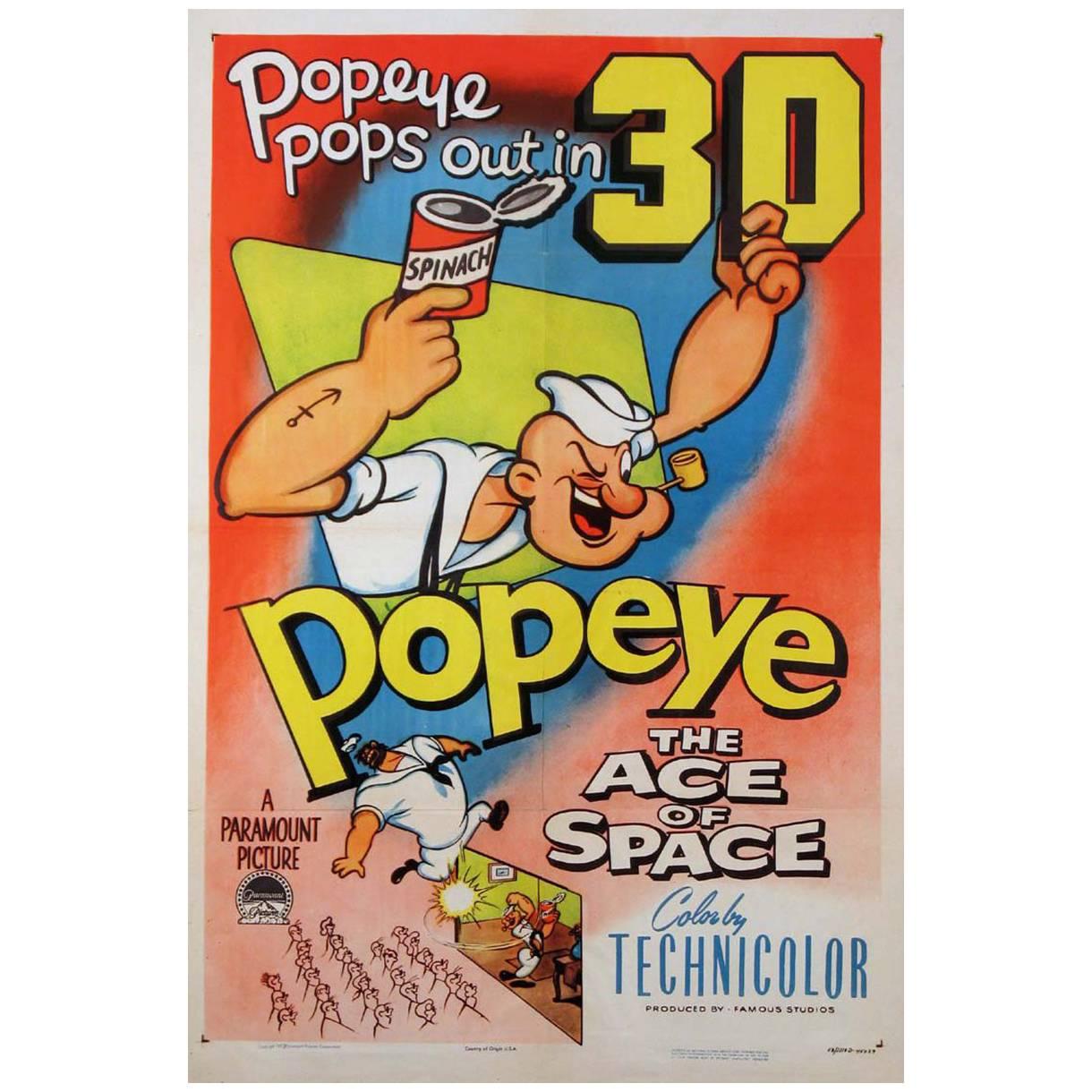 "Popeye, The Ace Of Space" Film Poster, 1953 For Sale