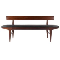 Danish Bench in Solid Afrormosia with Leather Seat 9