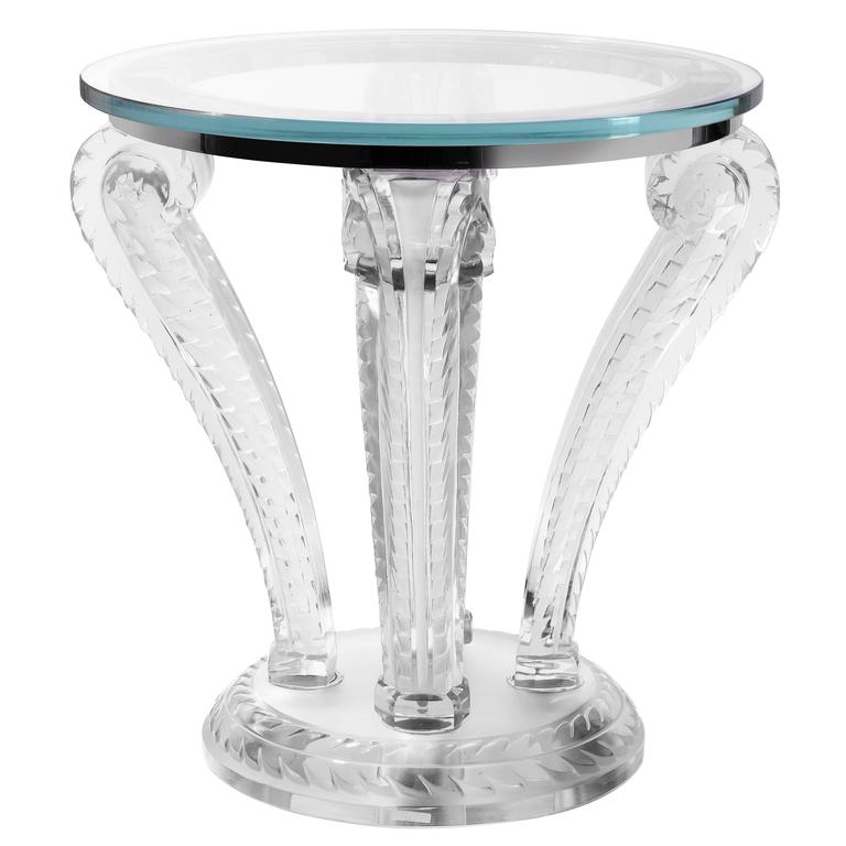Lalique Marsan Crystal Pedestal Side Table For Sale at 1stdibs